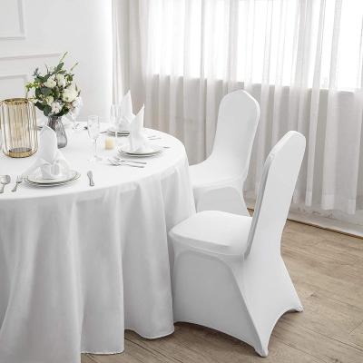 China Pure White Strechable Spandex Chair Covers Banquet Wedding Covers Chair Stretch Elastic Dining Full Chair Cover for sale