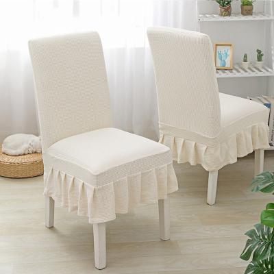 China Pure White Short Skirt Chair Cover Hotel Banquet Wedding Spandex Strechable Fleece Covers Skirt For Banquet for sale