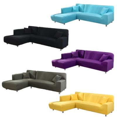 China Plain Dyed Pure Color Elastic 5 Seater 7 Seat L Shape Sofa Cover Set Elastic Stretch Fabric 3 Seater Sofa Cover for sale