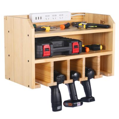 China Modern Wooden Machine-Storage Small Tools Shelf Racks With 5 Drill Slots Mechanic Storage Hanging Racks And Racks for sale