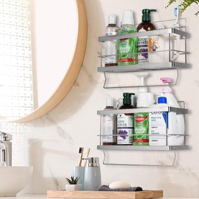 China Modern Shower Basket Basket 304 Stainless Steel Bathroom Organizer Wall Mount Shelf Storage Holders for sale