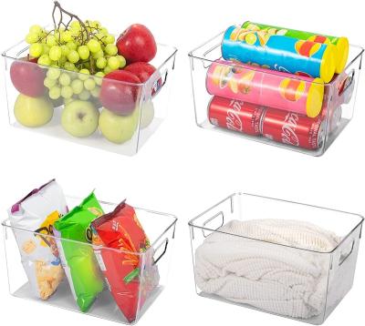 China Hot Sale 4PCS Large Fridge Organizer Bins Sustainable Pantry Storage Plastic Storage Box for sale