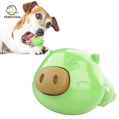 China Viable Educational Pet Toys Stick Green Dog Pig Shaped Chew Toys Cute Pig Shaped Treat Stick Toothbrush Dog Molar Chew Toy With Ta for sale