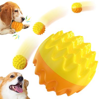 China Healthy Stocked Dog Toy Chew Interactive Pet Ball Toothbrush Ball Elasticity Chew Rolling Chewing Ball With Sound for sale