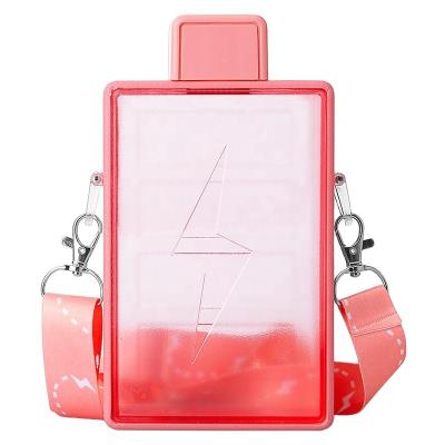 China Aidouty Casual 450ml For School Drinks Mug Rectangular Round Mouth Design With Strap Portable Plastic Bottles for sale