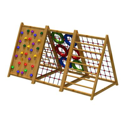 China Wooden Playground Kids 3 To 15 Years Climbing Fitness Equipment Wooden Spider Net Climbing Wall for sale