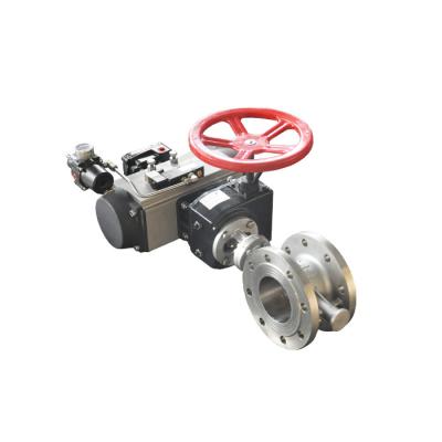 China General stainless steel flanged pneumatic butterfly valve with handweel for sale