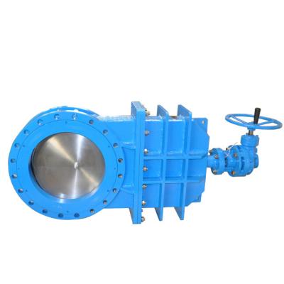 China General Bevel Gear Driven Two Way Sealing Flange Ended Knife Gate Valve for sale