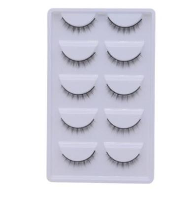 China Daily natural makeup short thick high-grade natural bare cross fiber hard rod simulation false eyelashes can support 5 pairs double eyelids for sale