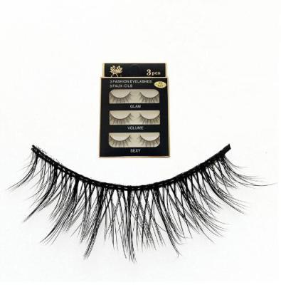 China 07 fiber 3D false eyelashes three pairs 07 material natural three-dimensional makeup fiber lashes supply 3DA07 for sale