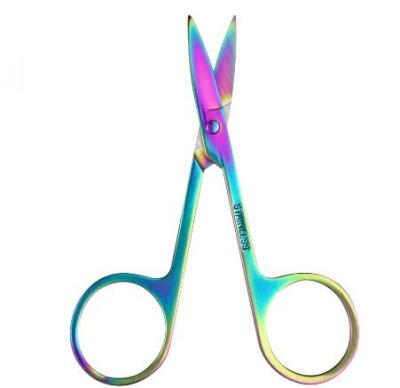 China Round Head Scissors Eyebrow Eyebrow Scissors Stainless Steel Small Round Head Eyebrow Nose Hair Scissors for sale