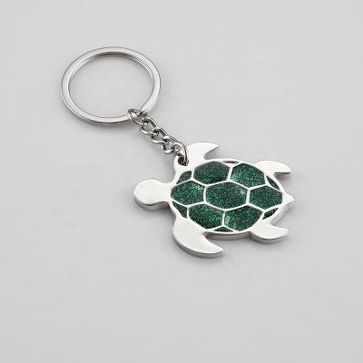 China Gift Good Quality metal key hook chain DIY kawaii accessories turtle keyring glitter key tag for sale