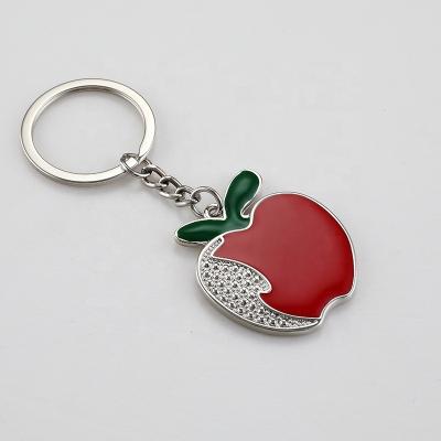 China Gift Fashion personalized enamel key holder custom creative metal keychain shiny apple key fob for sale