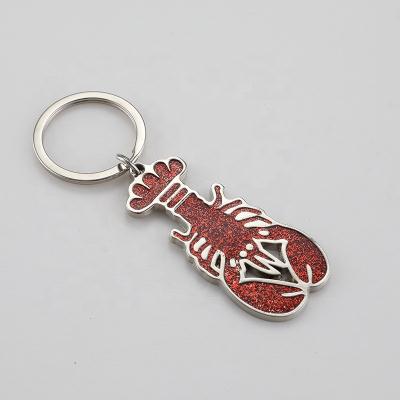 China Soft Metal Lobster Keychain Gift Company Logo Name Letter Enamel Key Chain Customize Key Holder for sale