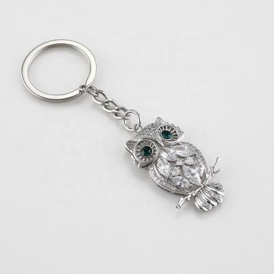 China Gift Jia Wei Diamond Key Chain Bag Accessories Metal Owl Pendant Keyring Gift Key Holder Small for sale