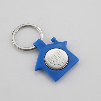 China Custom Home Key Chain Holder Coin Shopping Cart Gift Metal Trolley Coin Token Key Fob for sale