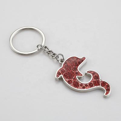 China Best Quality Supplies Key Ring Gift Metal Red Dolphin Bling Key Chain Wholesale Custom Key Holder for sale