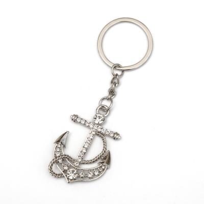 China Wholesale Custom Crystal Diamond Key Holder Anchor Gift Hot Selling Metal Key Chain for sale