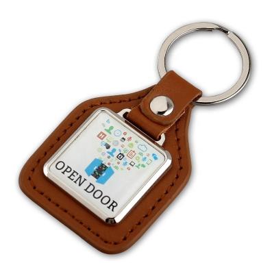 China Gift Fashion Personalized Men's Leather Keychain Creative Metal Keychain Icon Custom Key FOB Texts for sale