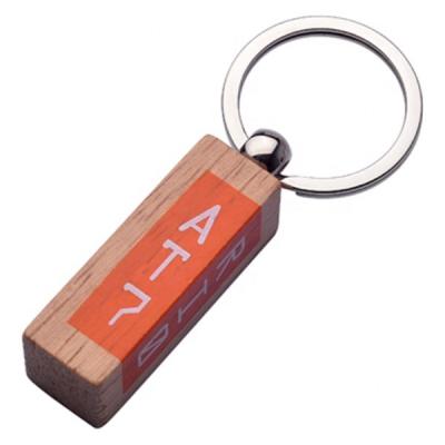 China Promotional Custom Wooden Key Chain Keychain Accessories 4 Sided Laser Engraving Wooden Key Chain Key Fob for sale