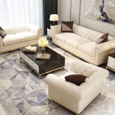 China Hot Product Luxury Modern American Leather Sofa Chesterfield Living Room Sofa Sets Design for sale