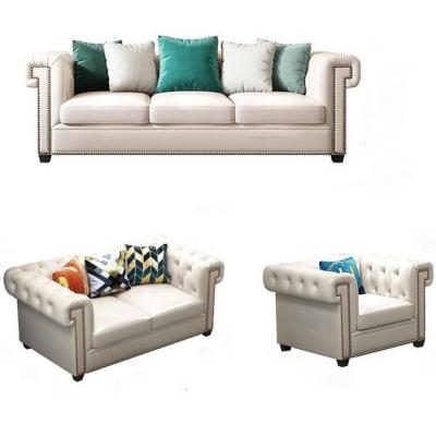 China Leather Chesterfield Sofa Set Couro Sofas Custom Room Sofa Sets Living 6 Seater White Leather Chesterfield Sofa Set for sale