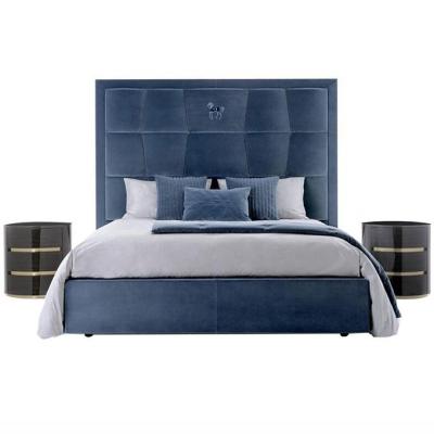 China HOT Selling Italian Velvet Bed Bedroom Furniture Set Home Luxury Modern Princess Bed Fabric Velvet Beds for sale