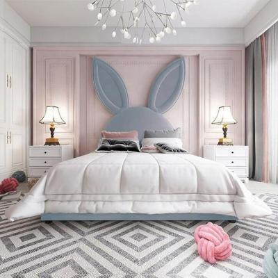 China Wholesale Gray Kids Princess Bed Girls Bedroom Bed Set Modern Cute Fabric Best Furniture Home Furniture for sale