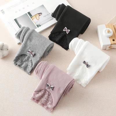 China Beautiful Spats Kids Girl Cotton Girls Stacked Spats Autumn New Arrival Splicing Lace 2021 Appliqued Spats For Kids Girls for sale