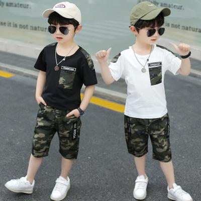 China Hot Selling Formal Boys Kids Dressing Sets 4 To 12 Years Camouflage Printed Casual Wear School Boys Clothes Summer Big for sale