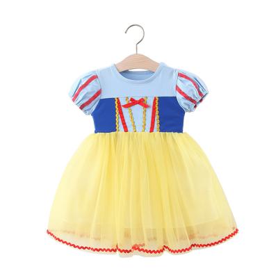 China Breathable Princess Sleeve Kids Birthday Tutu Costume Girls Knit Dresses Short Summer Boutique Dress for sale