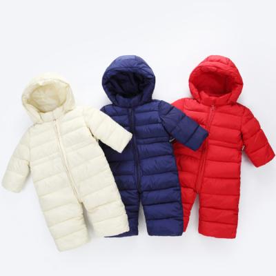 China 2021 casual autumn and winter baby hooded outwear the warmth zipper romper thickening baby for sale