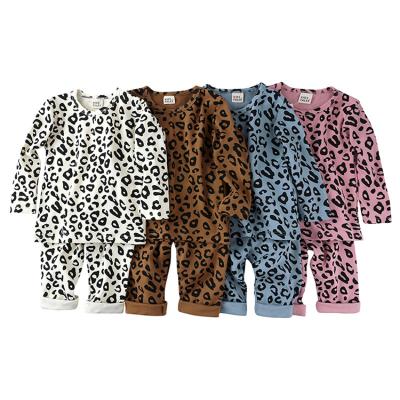 China Autumn Casual Wholesale Fashion Sleepwear Kids Long Sleeve Leopard Print Children Pajamas Set for sale