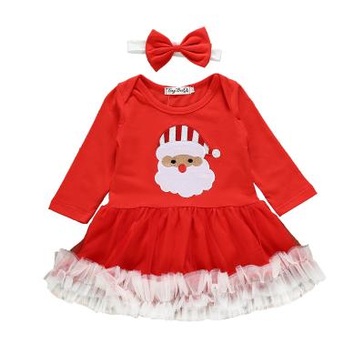 China 2021 Hot Selling Christmas Sweet Girl Christmas Clothing 2Pcs Head Knot+Skirt Christmas Clothes Christmas Kids Clothing Outwearing for sale