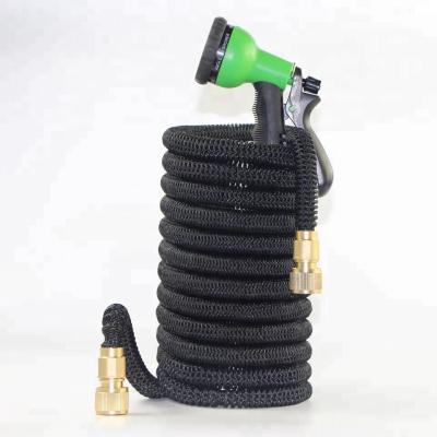 China High Quality 25ft Solid Brass Connector Expandable Garden Hose Adjustable With 8 Function Spray Nozzle for sale