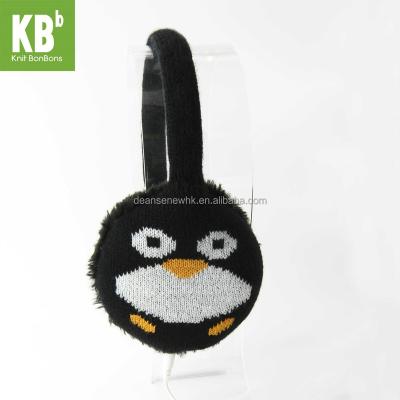 China Custom 100% Acrylic Cute Penguin 100% Acrylic Knit Earmuff With Earphone for sale