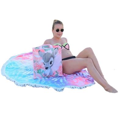 China Oversized Round Kid Safe Microfiber Mandala Beach Towel Circle Blanket for sale