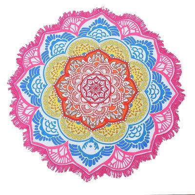 China Large Microfiber Boho Mandala Beach Towel Round Bohemian Hippie Indian Throw Blanket Safe For Beach Kids for sale