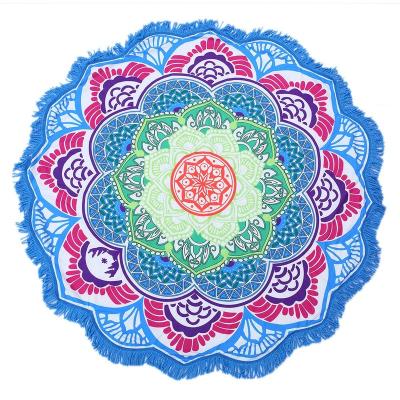 China Child Safe Beach Towel Cotton Tassels Wrap Skirt Mat Sunscreen Shawl Yoga Beach Throw Towel Mandala Tapestry Indian Wall Hanging Round for sale