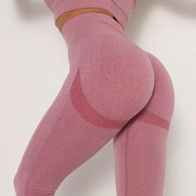 China Custom Logo Women's Breathable Seamless Waisted Yoga Pants High Butts Crac! crack! the set of gym gaiters for sale