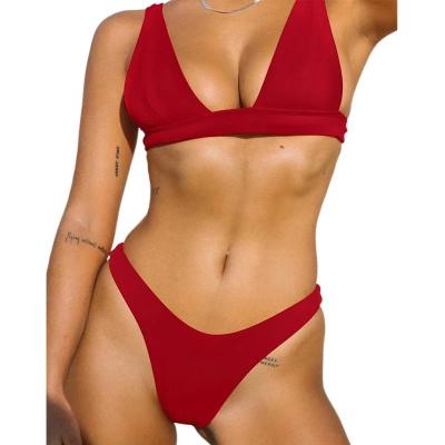 China 2022 sexy plus size bikini swimwear women swimwear push up bikini set brazilian thong swimsuit beach wear for sale