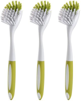 China Sustainable Sink Bathroom Scrub Brush Cleaner For Dish Kitchen Pot Pan With Stiff Bristle And Handle for sale