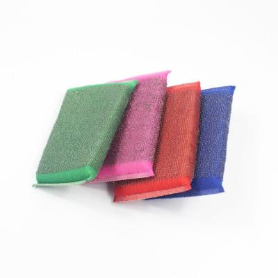 China Sustainable Dish Washing Colorful Kitchen Cleaning Stainless Steel Wire Sponge Scouring Pad for sale