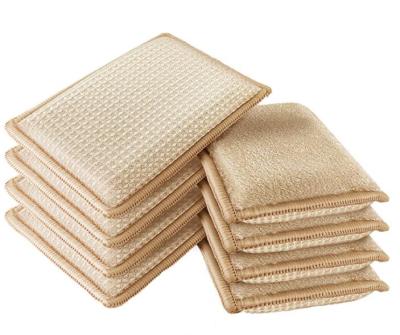 China Sustainable Kitchen Bamboo Dish Washing Sponge Cleaning Scouring Pad for sale