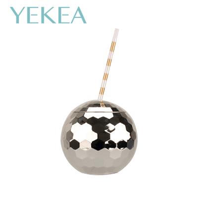 China YEKEA stocked hot sale 1200ml creative single wall party disco ball plastic cup with straw for weeding for sale