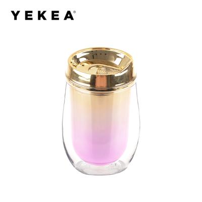 China Yekea-10OZ stemless plastic double sustainable wall tumbler/plastic wine cup /wine tumbler for sale