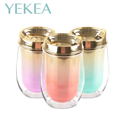 China Viable Hot Sell Custom Logo U-shaped Egg Shell Coffee Cups Tumbler Plastic Insulated Glitter for sale