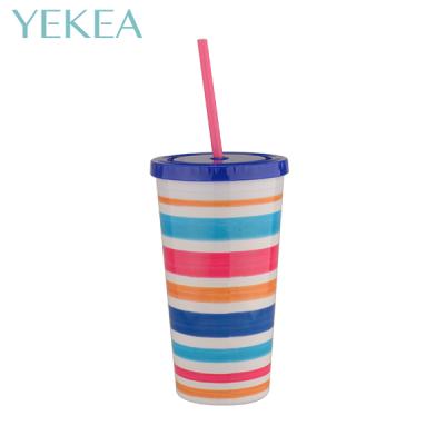 China Wholesale Plastic Drinking Acrylic Tumbler Stocked 20 Ounce Double Wall Insulated Coffee Cup With Straw For Travel Workout Gym Fitness for sale