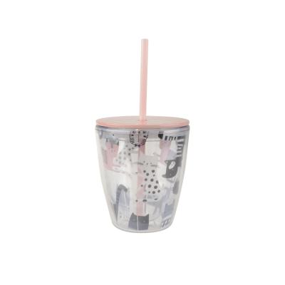 China Sustainable Top Selling Customized Wholesale Colored Plastic Double Wall 300ml Tumbler With Straw for sale