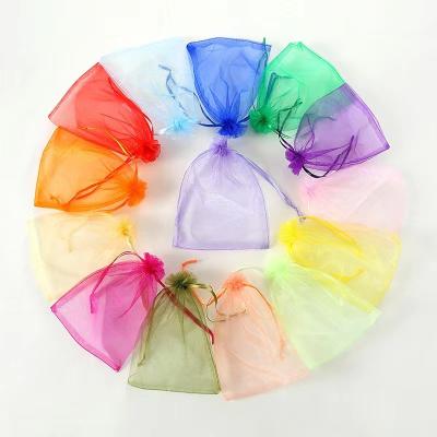 China Soft Organza Pockets Candy Bags Large Organza Gift Bag Pink Black Drawstring Custom Organza Bag Wholesale for sale